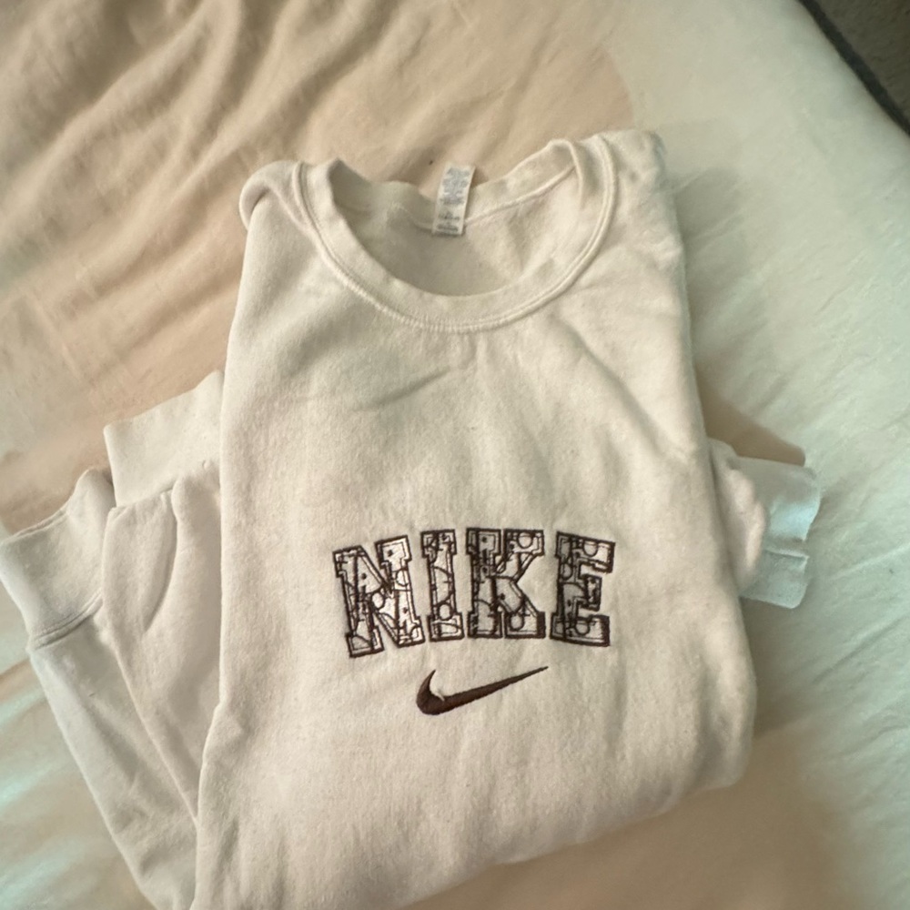 Custom Nike White Sweatshirt